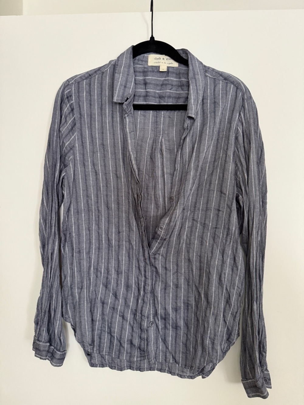 Cloth & Stone Blue Striped Long Sleeve Button Down Shirt Size Large L